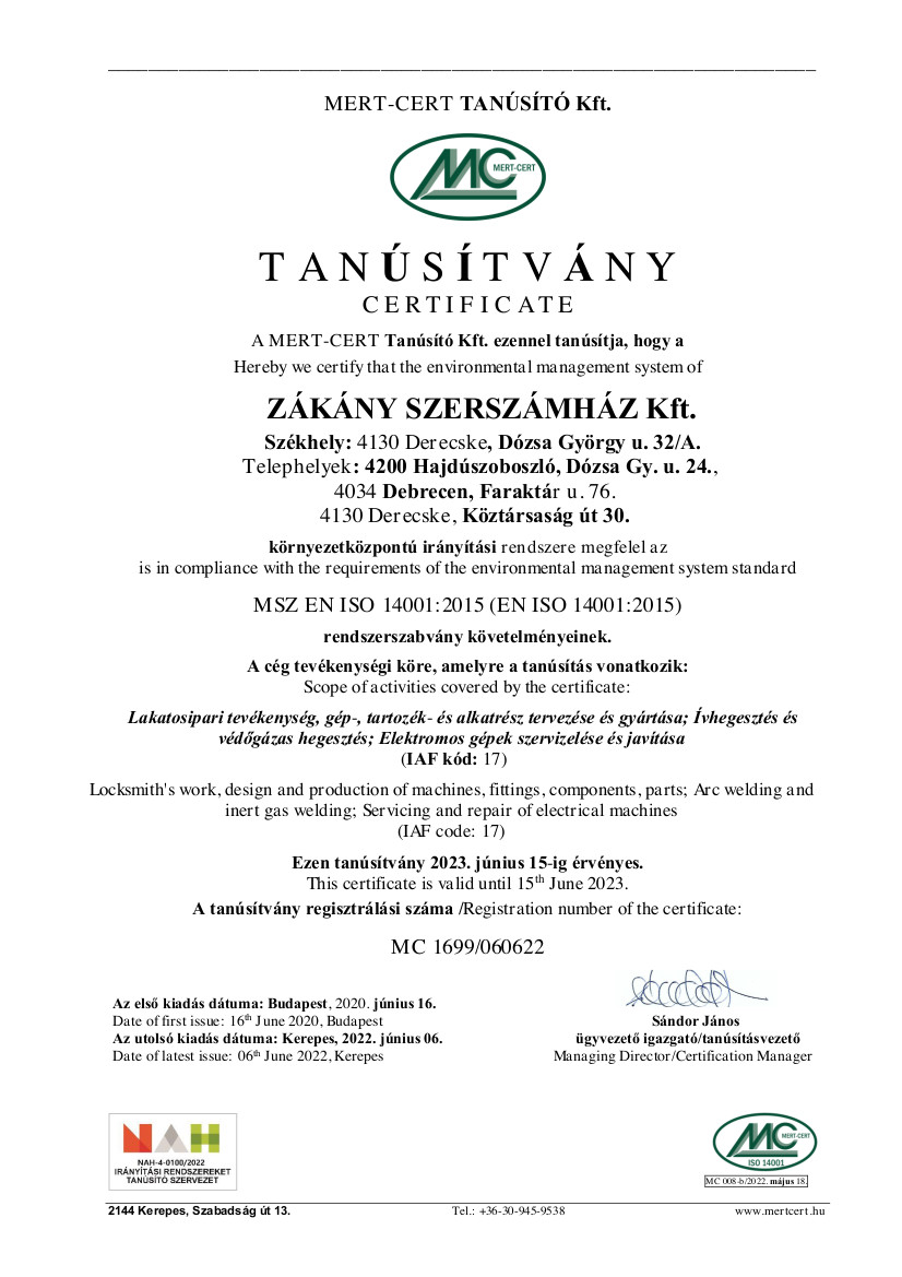 ISO 14001 Certificate